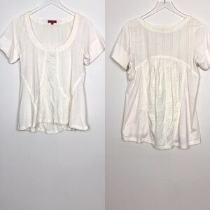 Anthro | One September Cream Top Dotted Swiss S